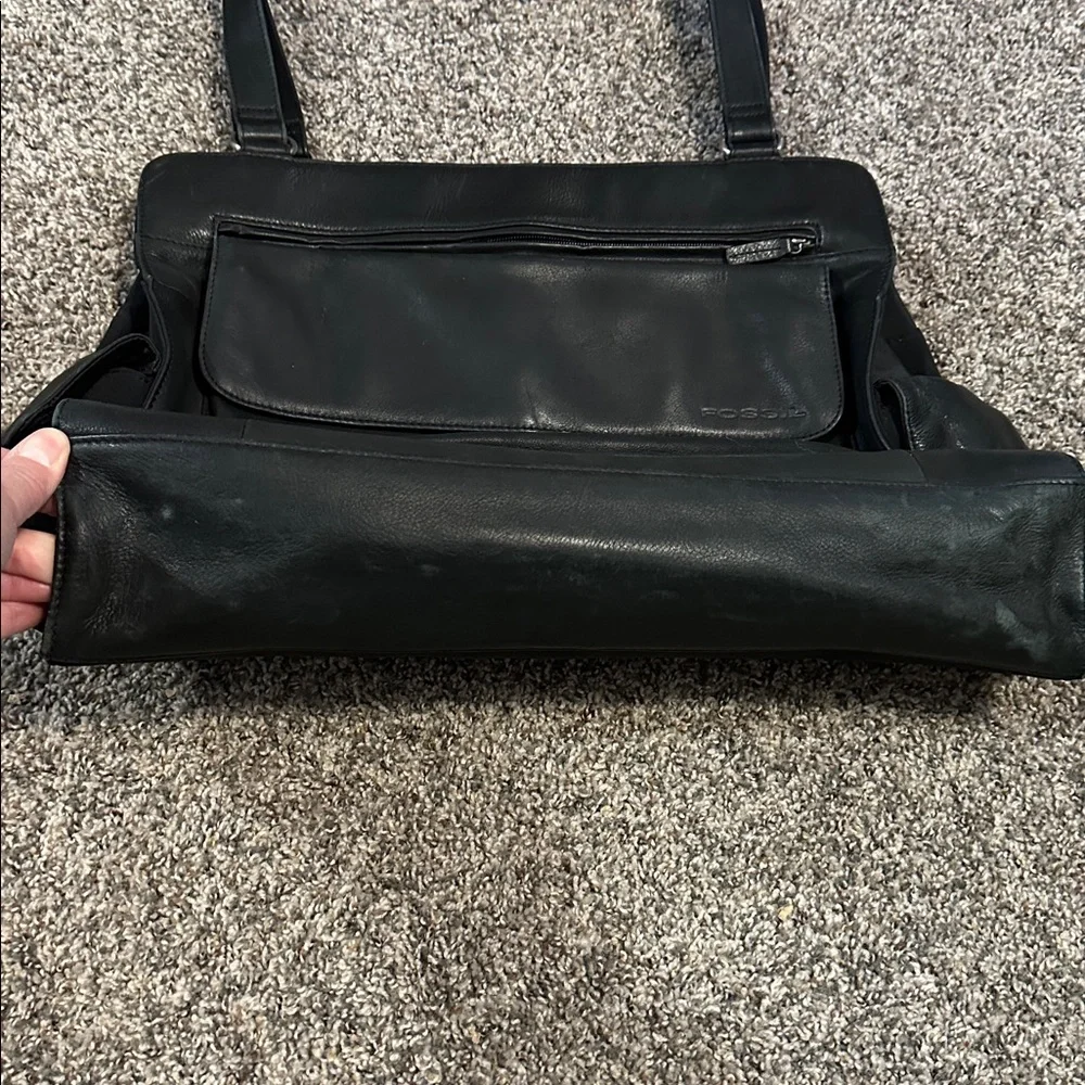 Fossil Leather Laptop Tote Bag. Leather shows some spots and wear See photos